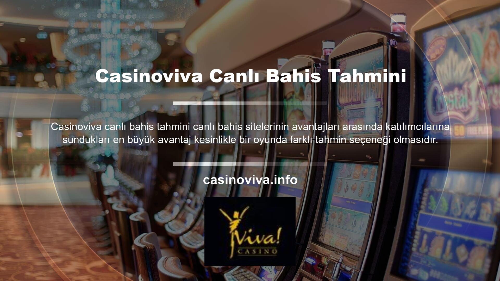 Casinoviva, tercih ettiğiniz oyun veya spor dalından bağımsız olarak aynı zengin canlı bahis içeriğini sunar