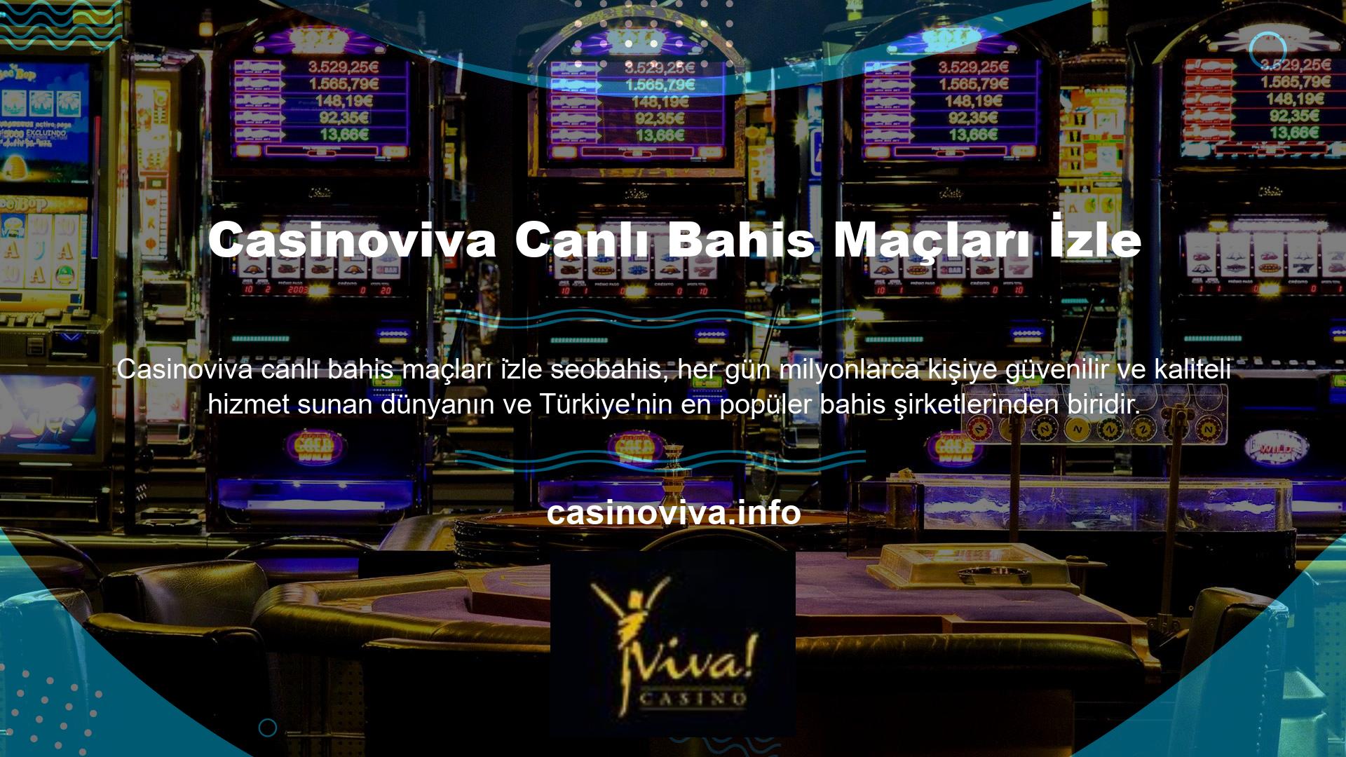 Casinoviva Bahis'te bahisler güvende ve sürekli güncellenen oran sistemimiz ve bahis seçeneklerimiz sayesinde yatırımınız her zamankinden daha karlı olacak