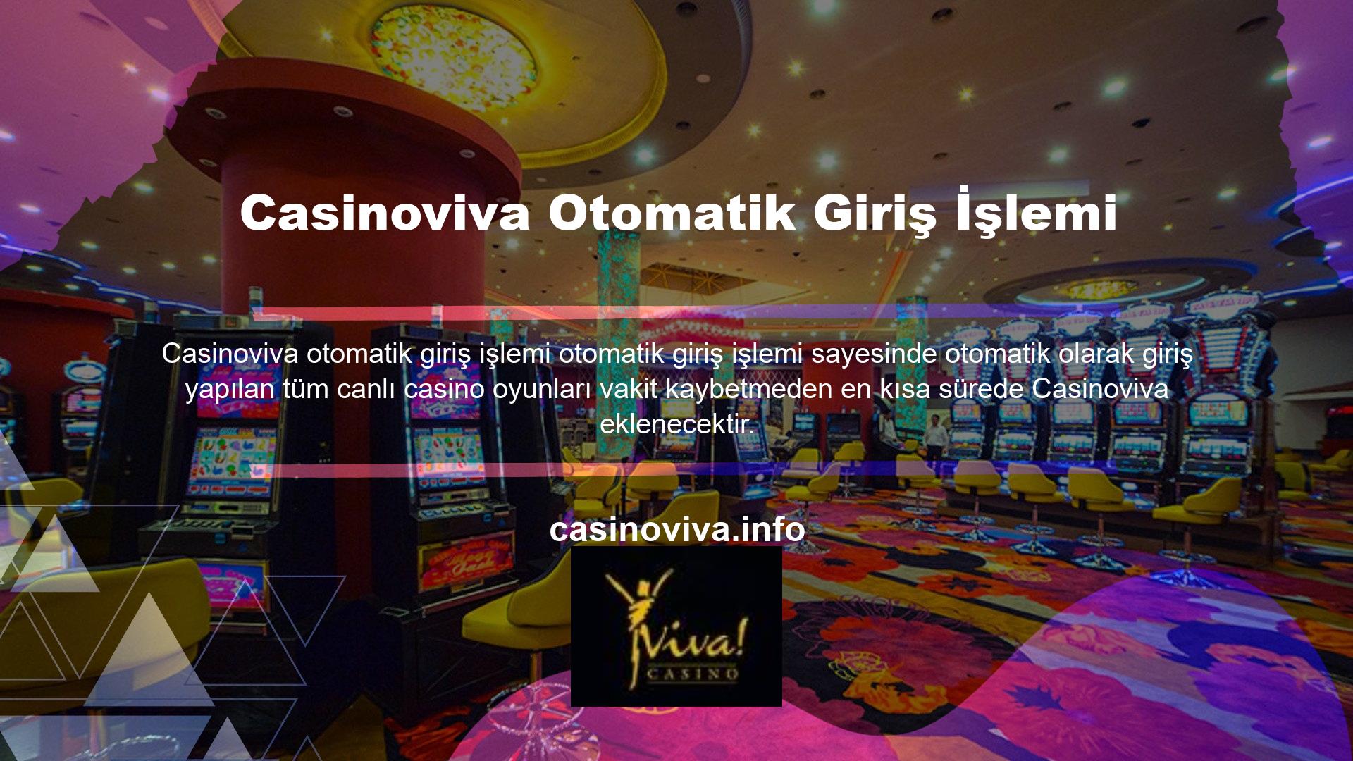 Canlı casino oyunları söz konusu olduğunda Casinoviva Casino Oyunları bölümümüzde geniş bir oyun yelpazesi sunuyoruz
